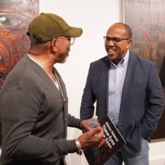 Alonzo Adams with friend Albert Shelton at the Rutgers-Camden Stedman Gallery