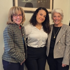Dean Donna M. Nickitas, left, with 2024 scholarship recipient Dina Ghalee, center, and LRAF founder Susan Rose