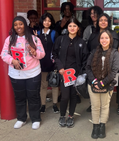 Students from Eastside High School in Camden on a tour of campus led by the Hill Family Center